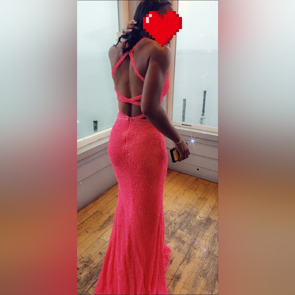 Pink sequin prom dress